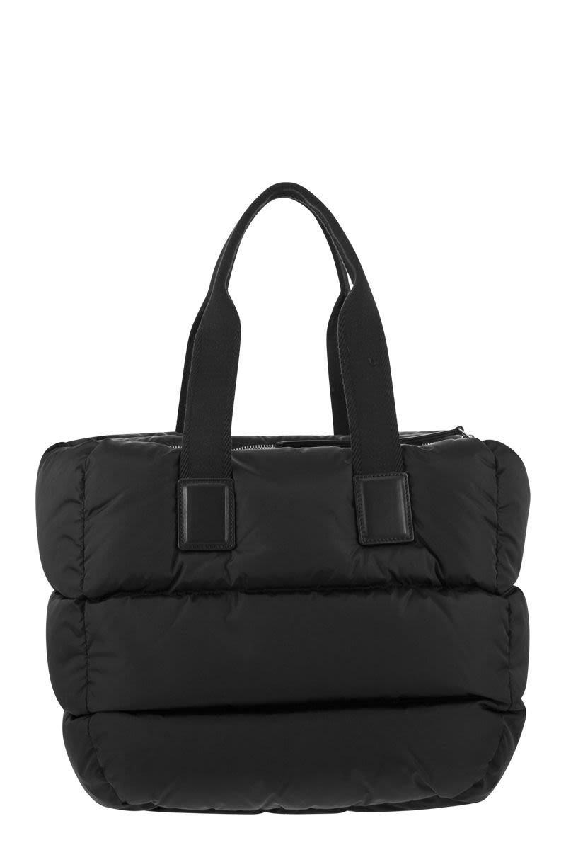 Shop Moncler Quilted Tote Handbag In Black For Women