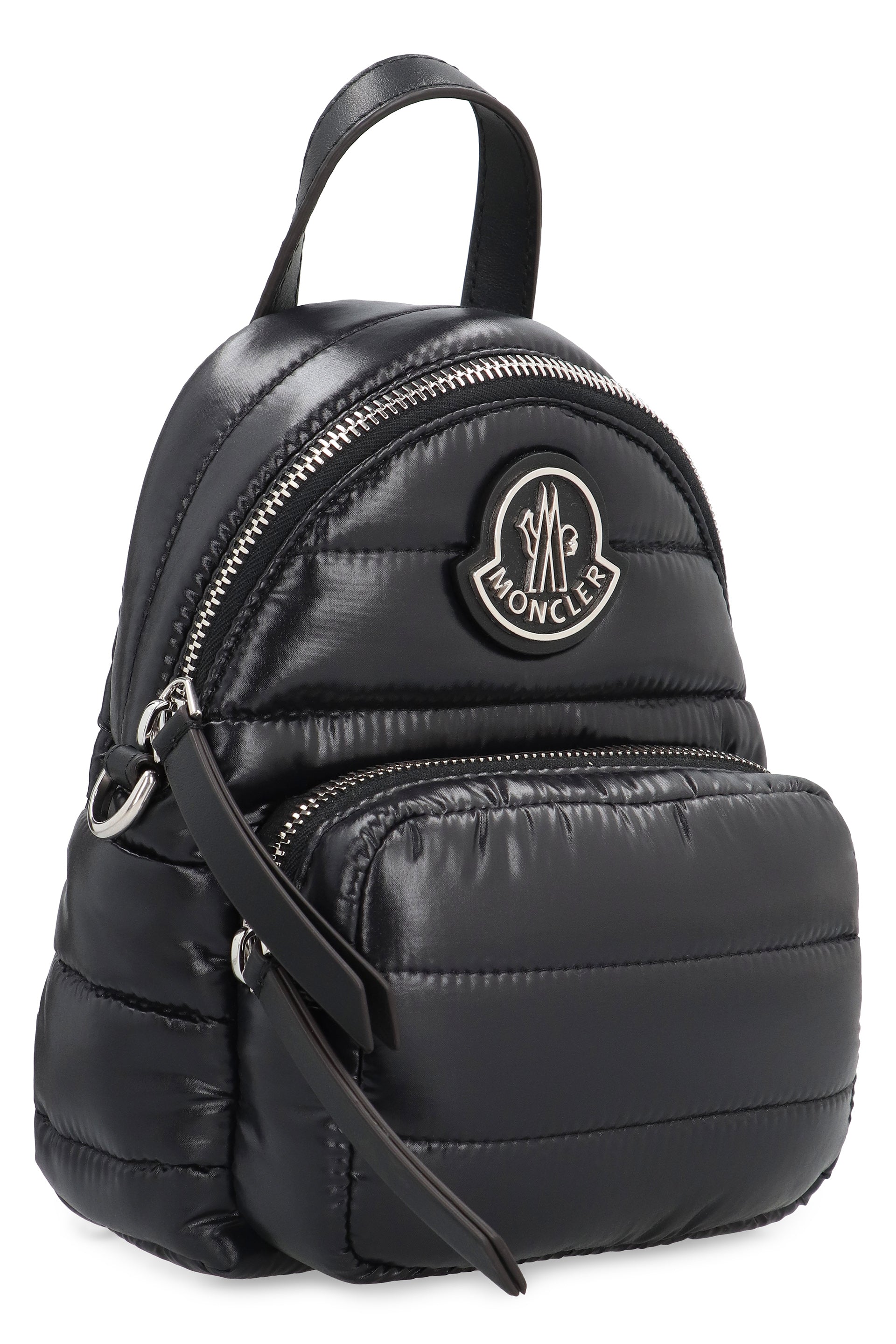 Shop Moncler Padded Nylon Crossbody Handbag With Leather Details And Removable Strap In Black