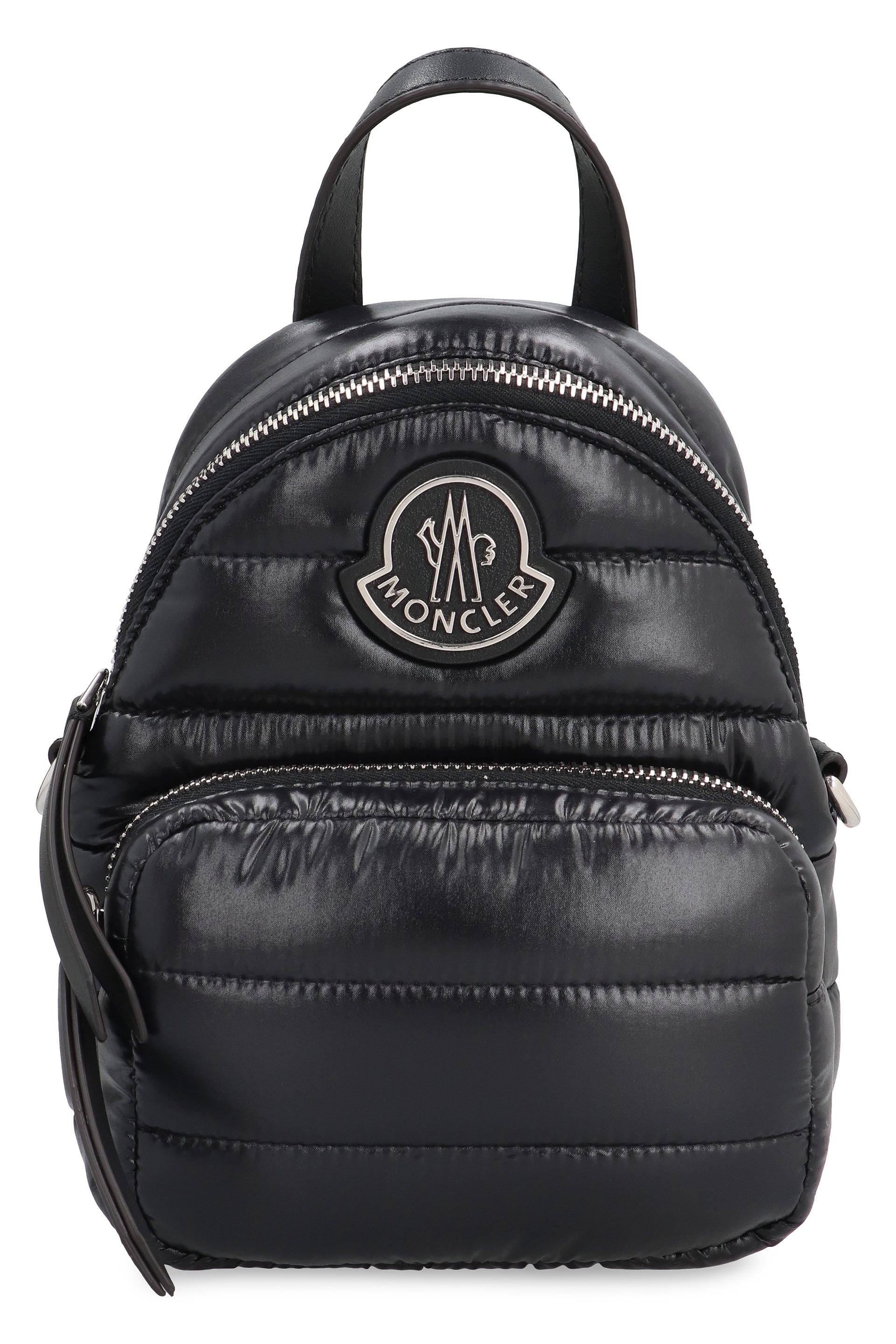 Shop Moncler Padded Nylon Crossbody Handbag With Leather Details And Removable Strap In Black