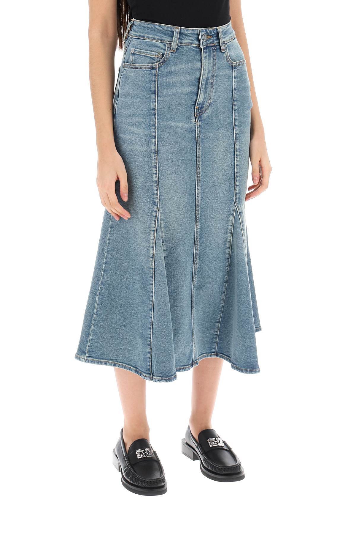 Shop Ganni Blue Denim Peplum Skirt