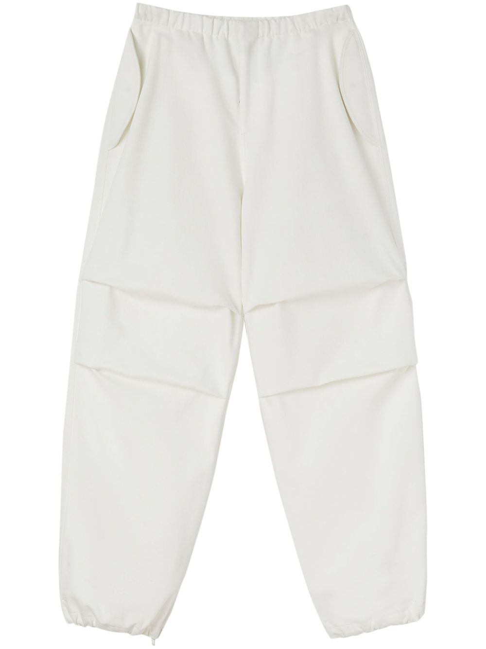Jil Sander Ivory White Tapered Cotton Trousers For Men | Fw23 Collection