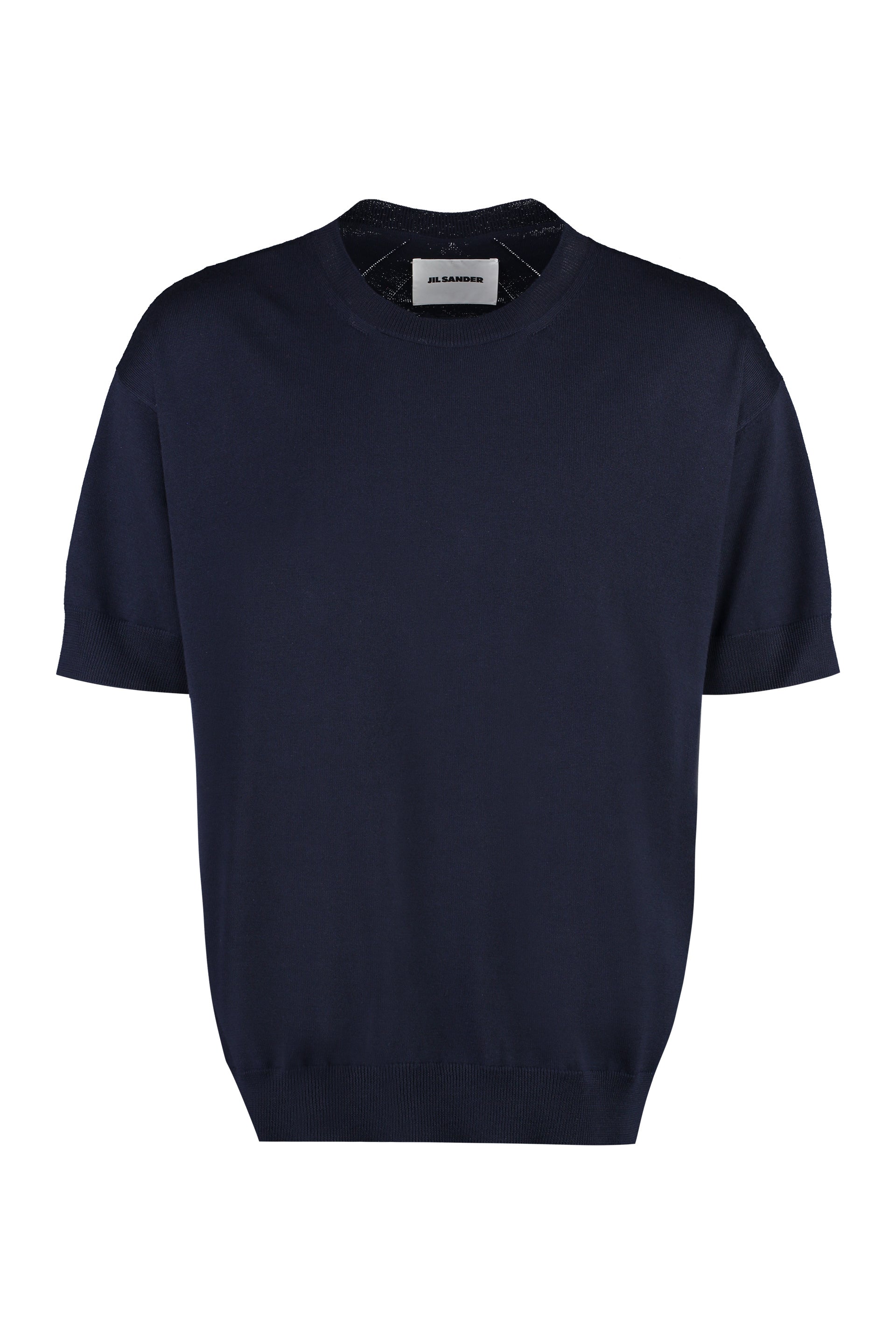 Shop Jil Sander Classic Blue Short Sleeve Wool Sweater For Men