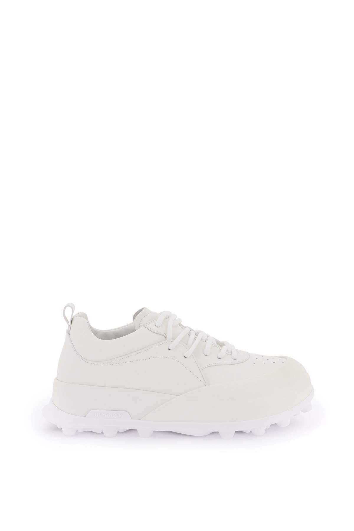 Shop Jil Sander Men's White Leather Sneakers For Ss24 Collection
