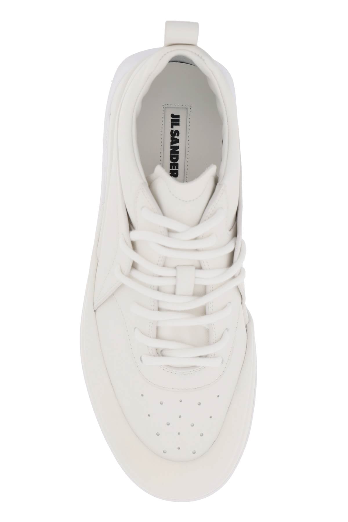 Shop Jil Sander Men's White Leather Sneakers For Ss24 Collection