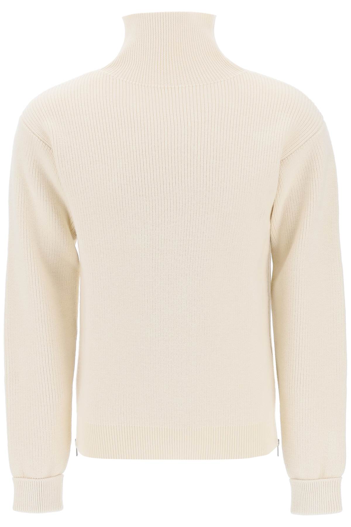 Shop Jil Sander Men's High-neck Sweater With Zip Opening In White
