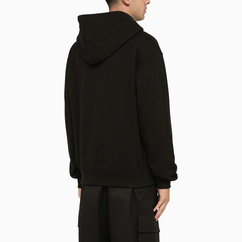 Shop Jil Sander Men's Black Cotton Hoodie With Adjustable Hood And Logo Patch In Beige