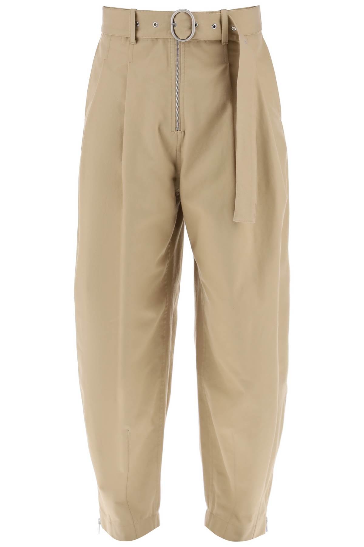 Jil Sander Men's Beige Cotton Pants With Removable Belt For Ss24