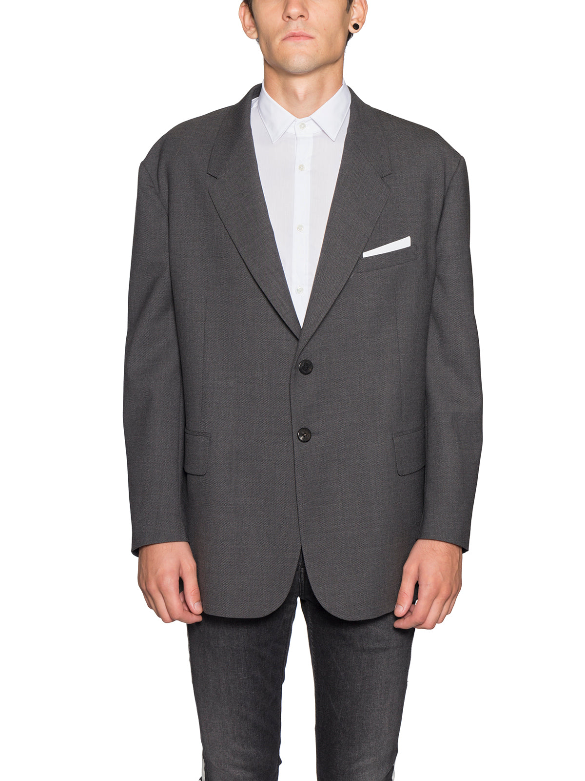 Neil Barrett Grey Oversized Wool Jacket For Men In Grey Melange
