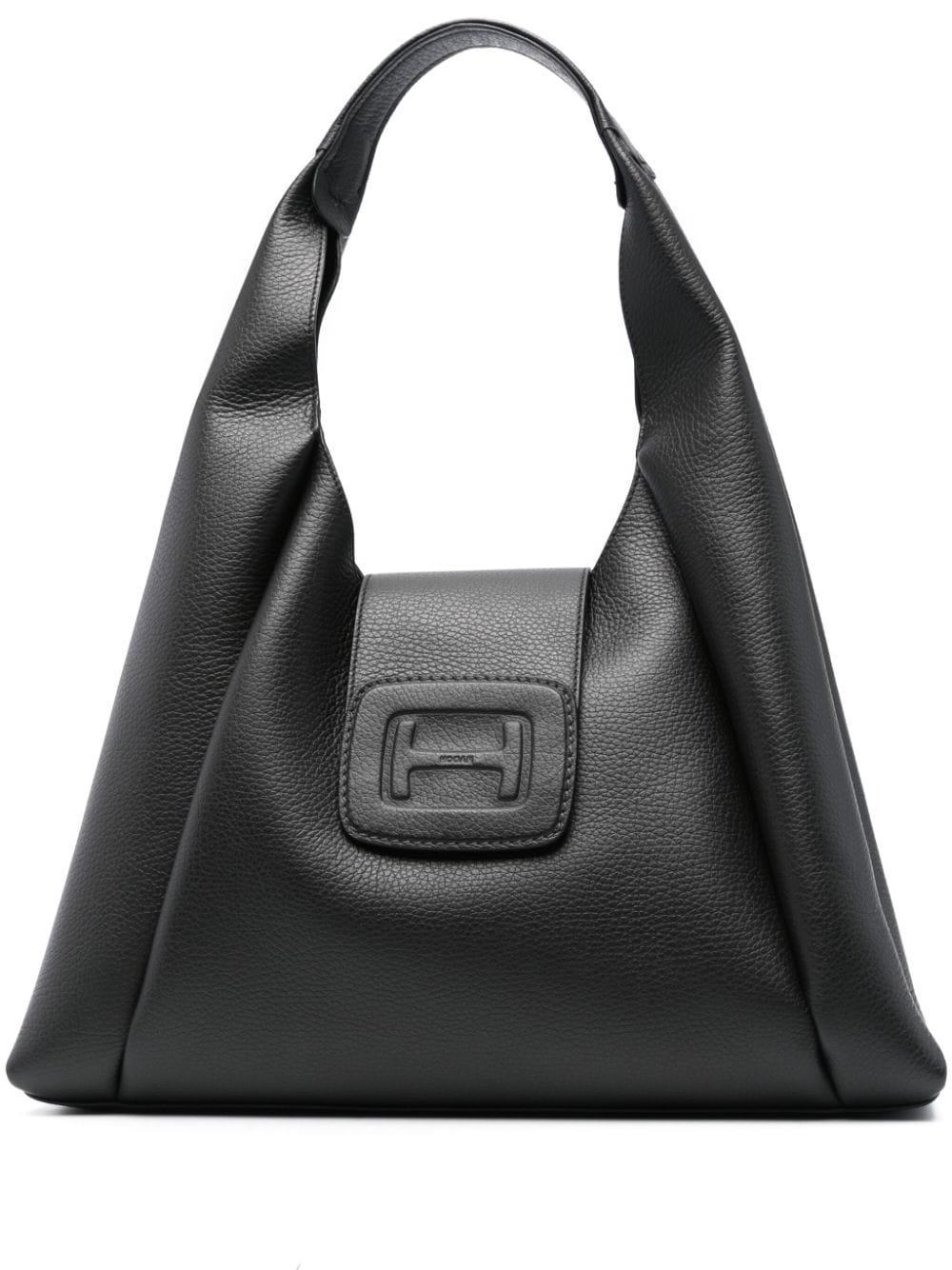 Shop Hogan Black Leather Hobo Crossbody Bag For Women