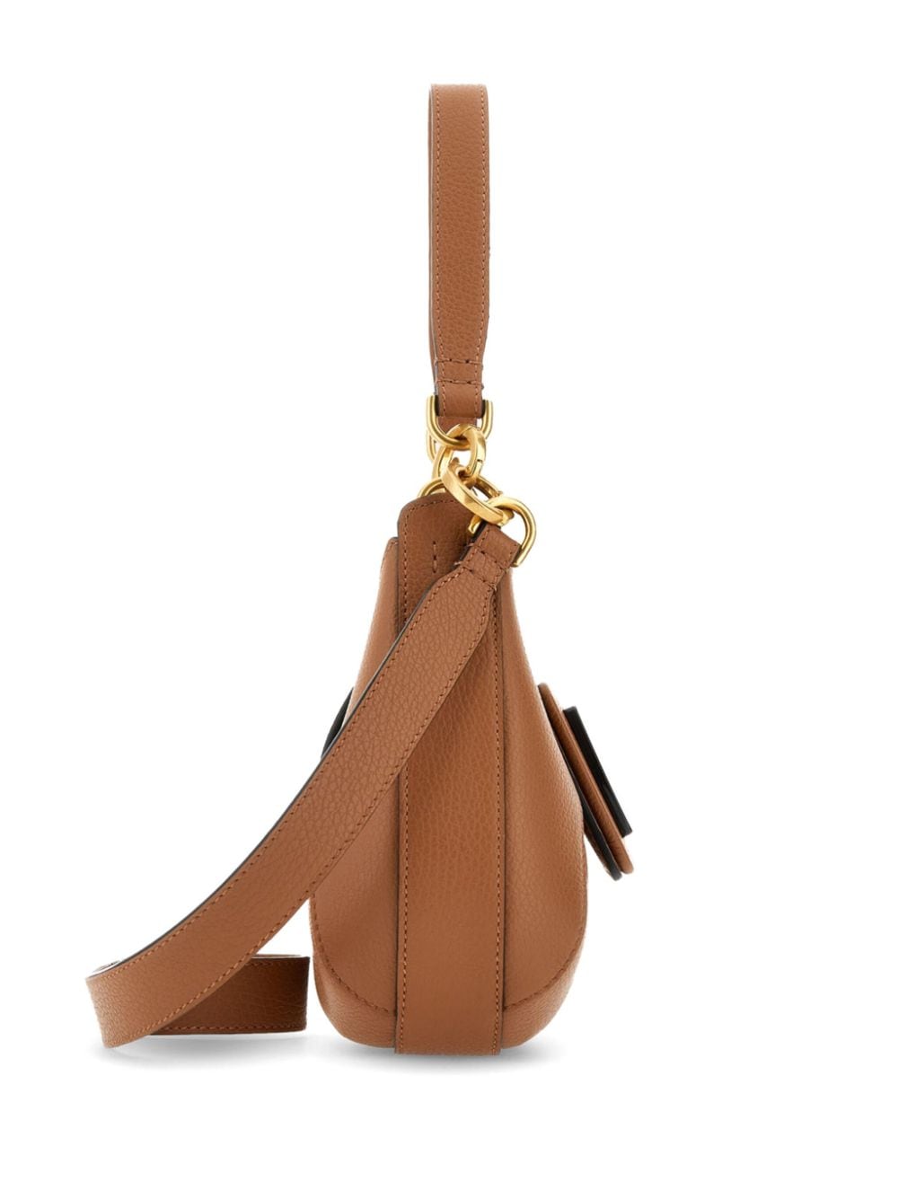 Shop Hogan Butterscotch Brown Leather Mini Hobo Shoulder Bag For Women In Leather Brown