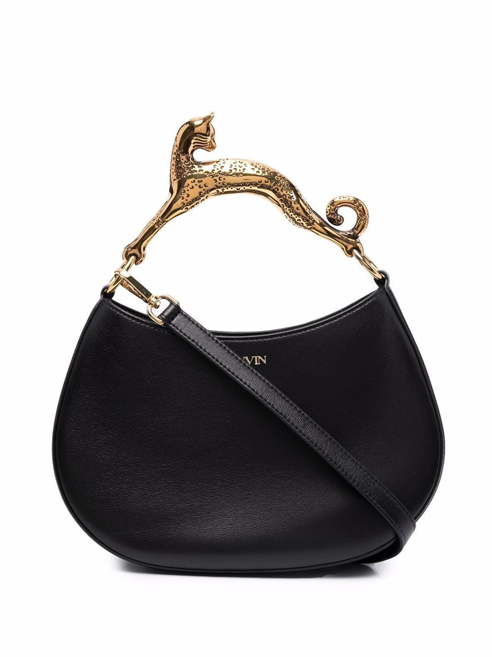 Shop Lanvin Sleek Black Leather Hobo Bag For Women