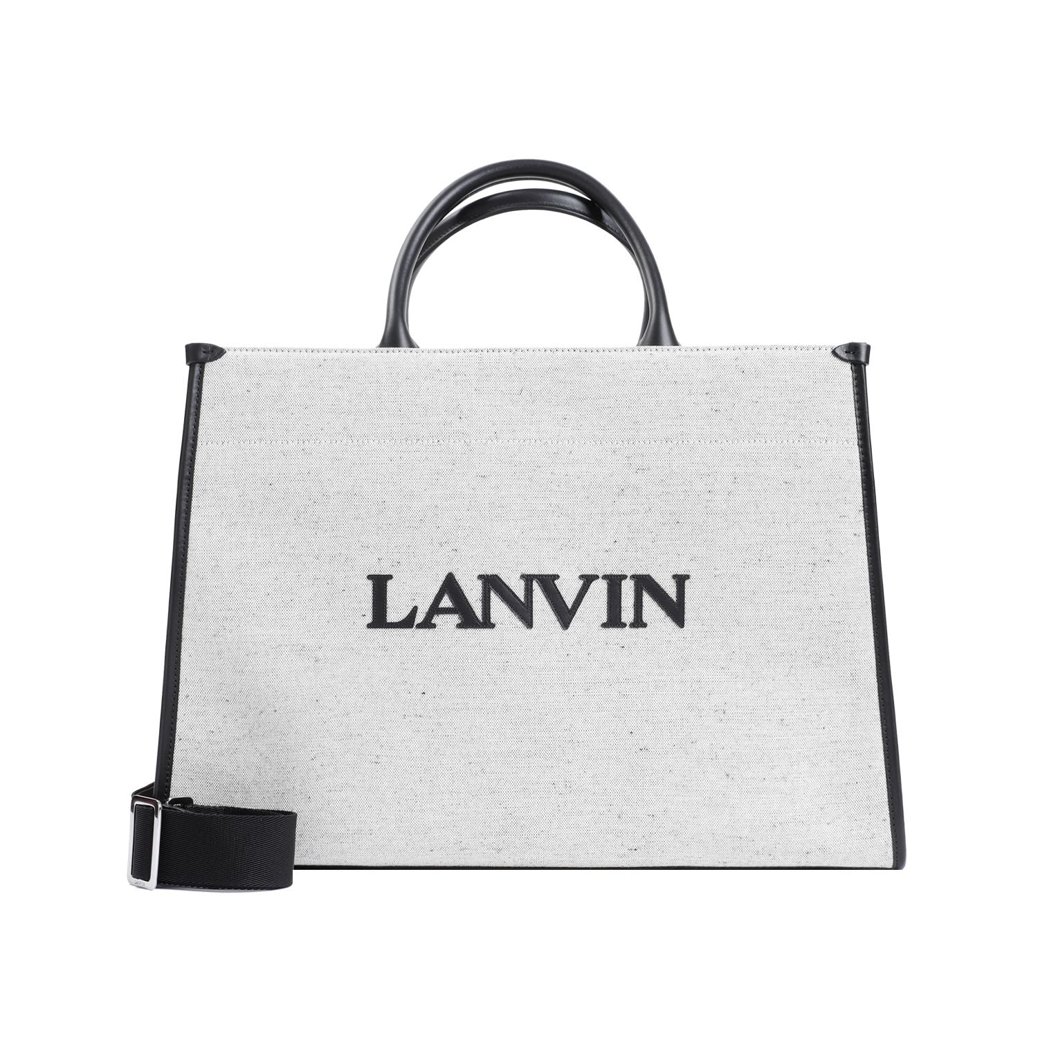 Shop Lanvin Grey Cotton Tote Handbag For Men