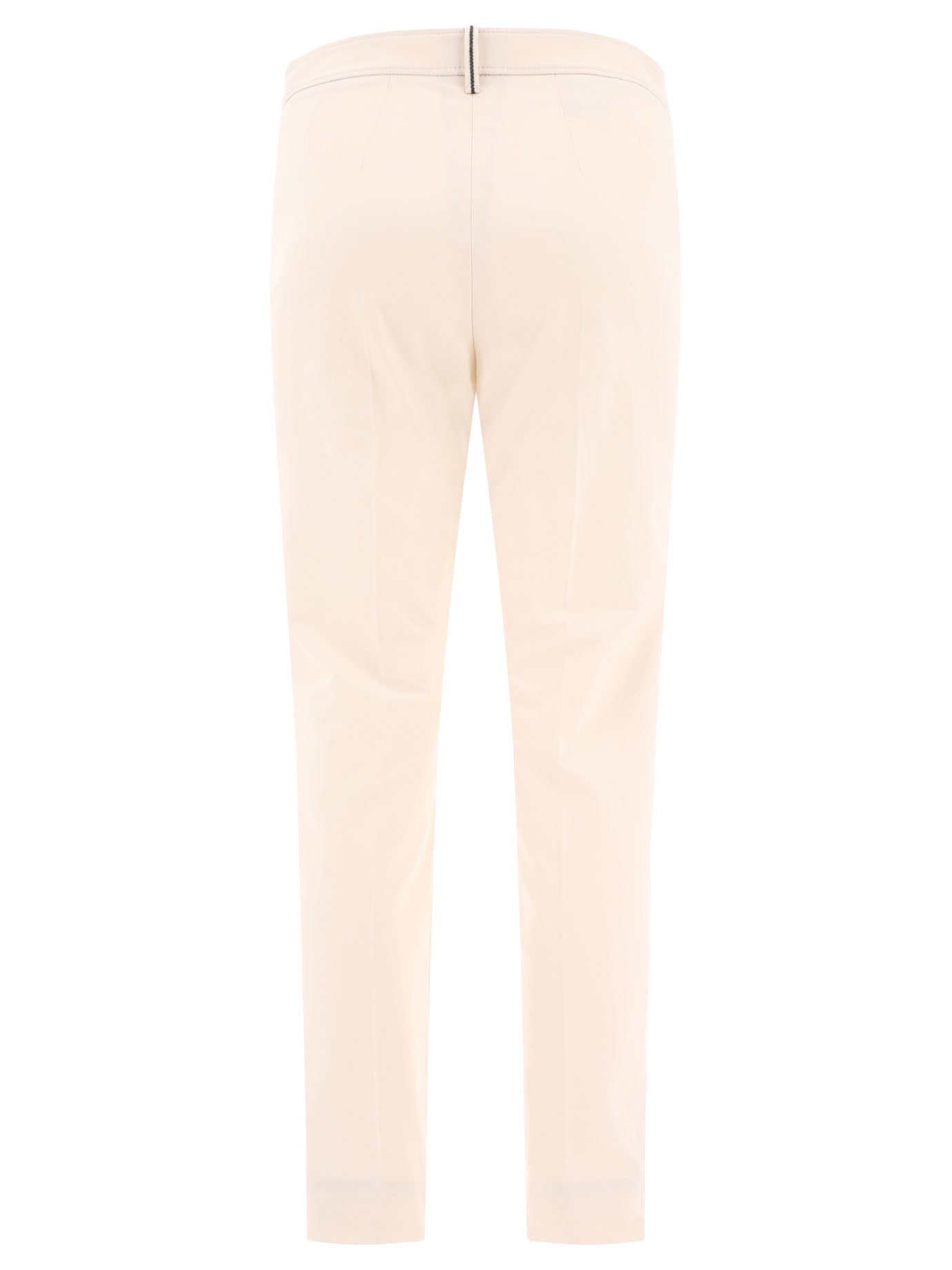 Shop Brunello Cucinelli White Capri Trousers With Monili