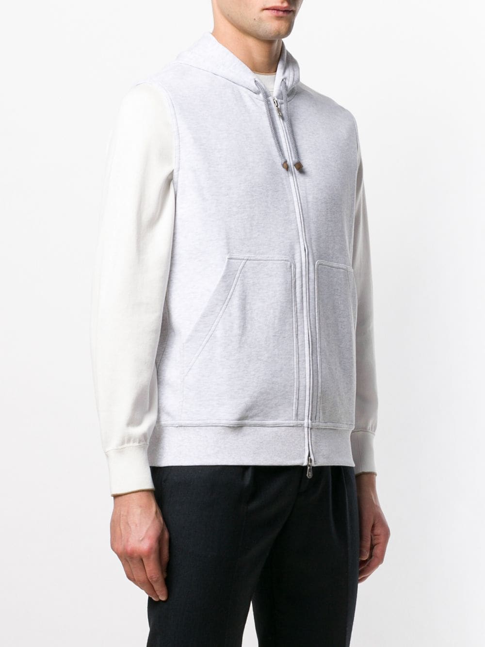 Shop Brunello Cucinelli Men's Sleeveless Cotton Hoodie In Light Grey