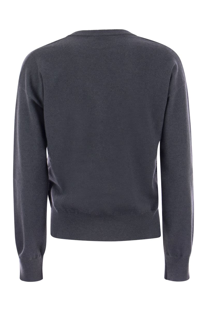 Shop Brunello Cucinelli Blue Cashmere Sweater With Pocket: Luxury Knitwear For Women In Dark Blue