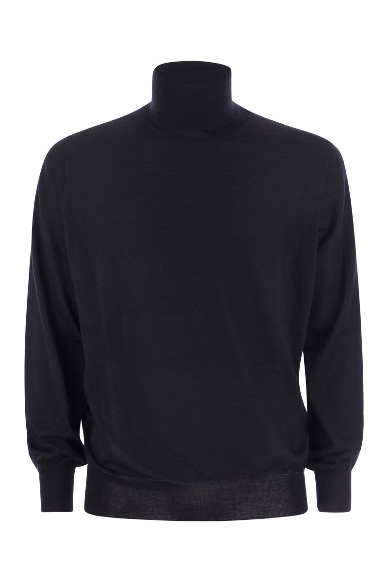 Shop Brunello Cucinelli Luxurious Lightweight Turtleneck Sweater For Men In Blue