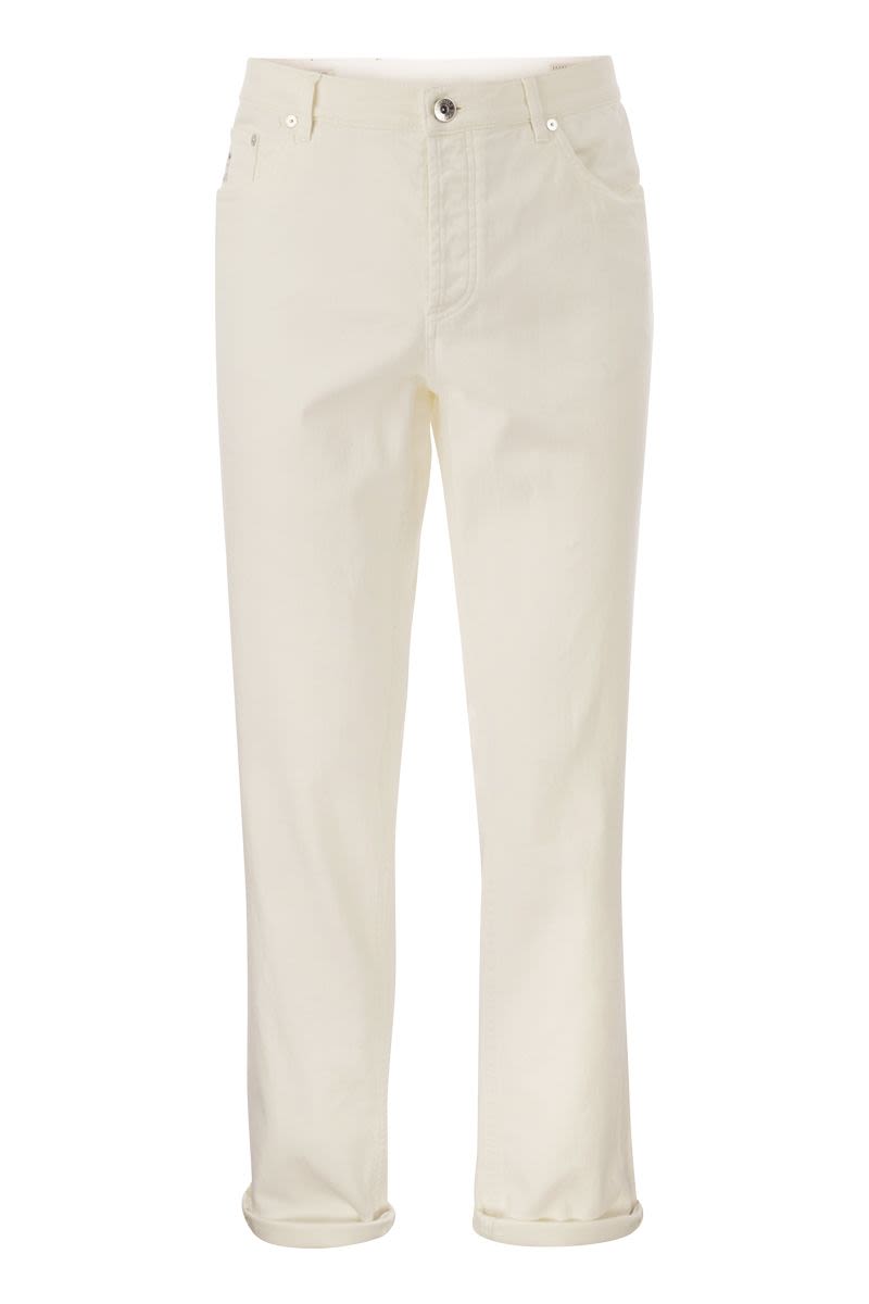 Shop Brunello Cucinelli Men's Straight-leg White Jeans For Ss24