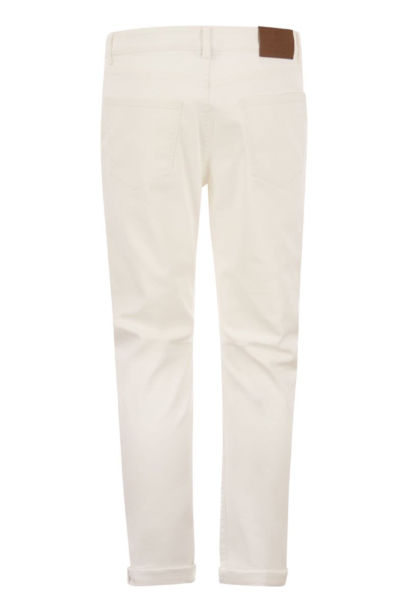Shop Brunello Cucinelli Men's White Leisure Fit Denim Jeans For Spring/summer 2024 In Beige