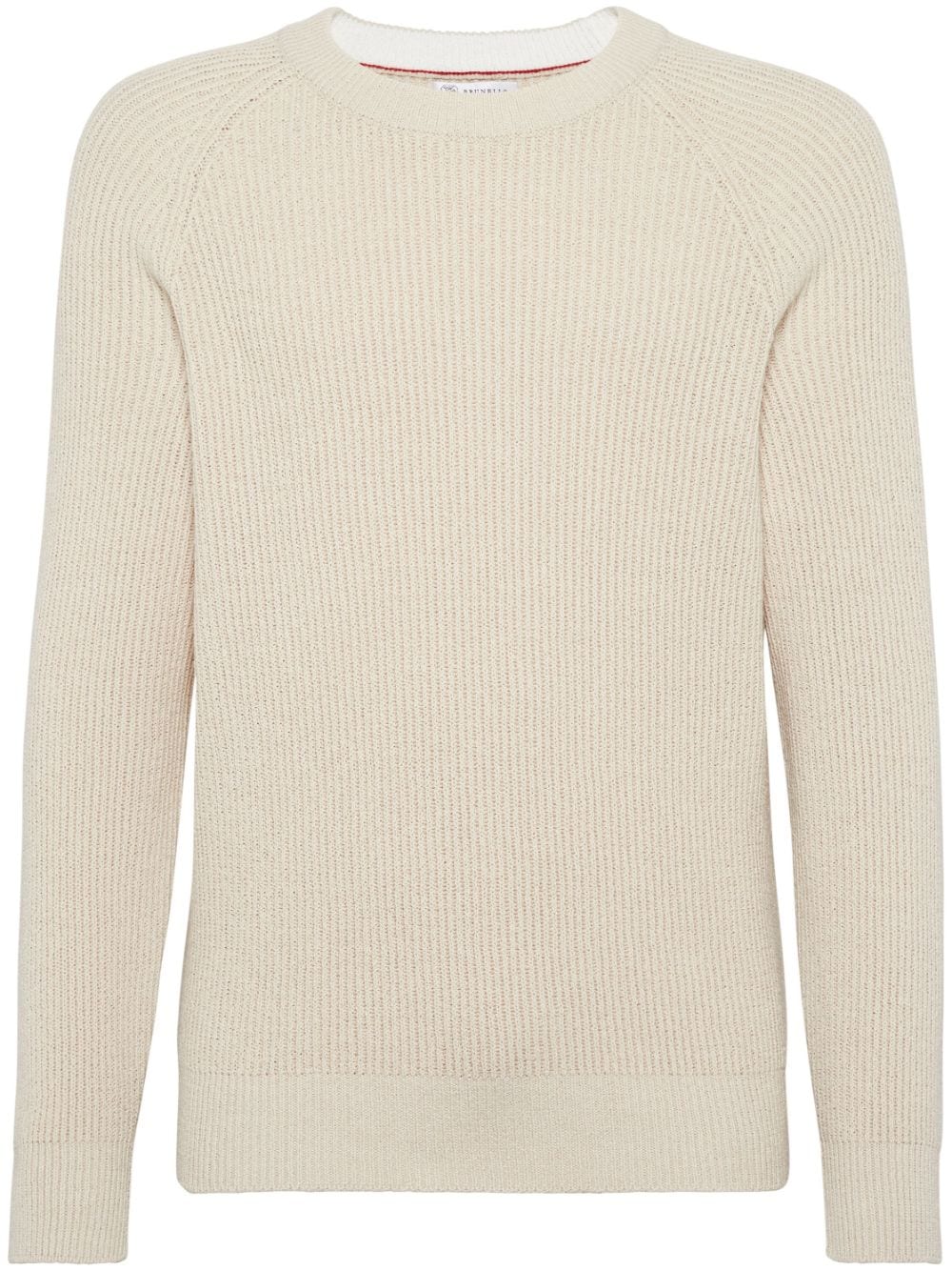 Shop Brunello Cucinelli Beige Cotton Ribbed Knit Sweater For Men In Tan