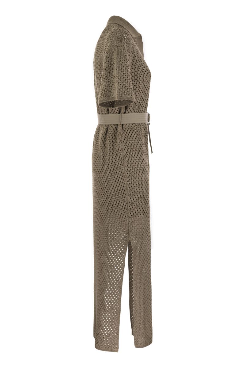 Shop Brunello Cucinelli The Hazel Net Cotton Dress For Modern Women In Brown