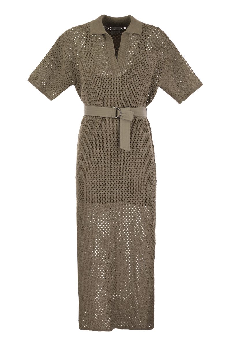 Shop Brunello Cucinelli The Hazel Net Cotton Dress For Modern Women In Brown