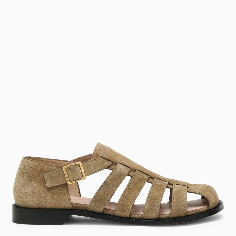 Loewe Men's Brown Suede Strappy Sandals For Ss24