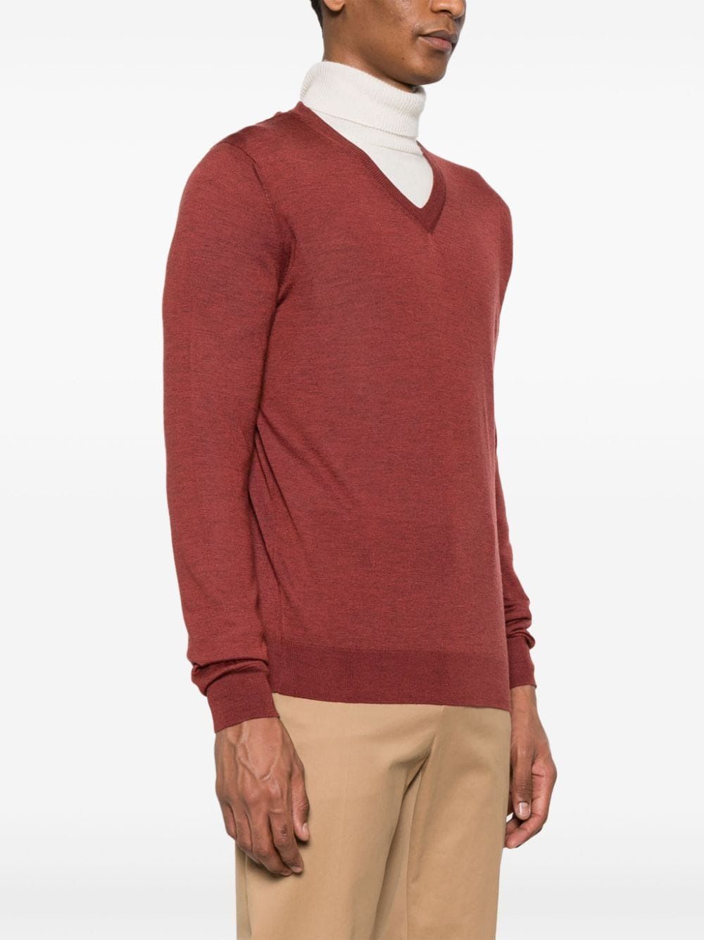 Shop Colombo Luxurious V-neck Sweater For Men In Maroon