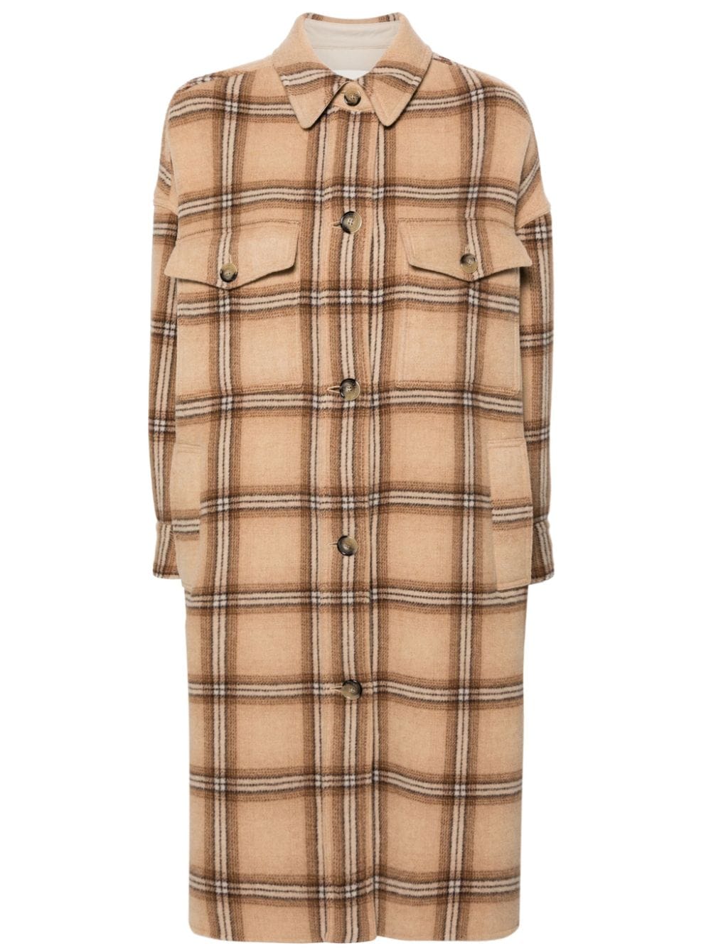 Isabel Marant Sand Beige Checkered Wool Jacket With Eco-friendly Details For Women In Black