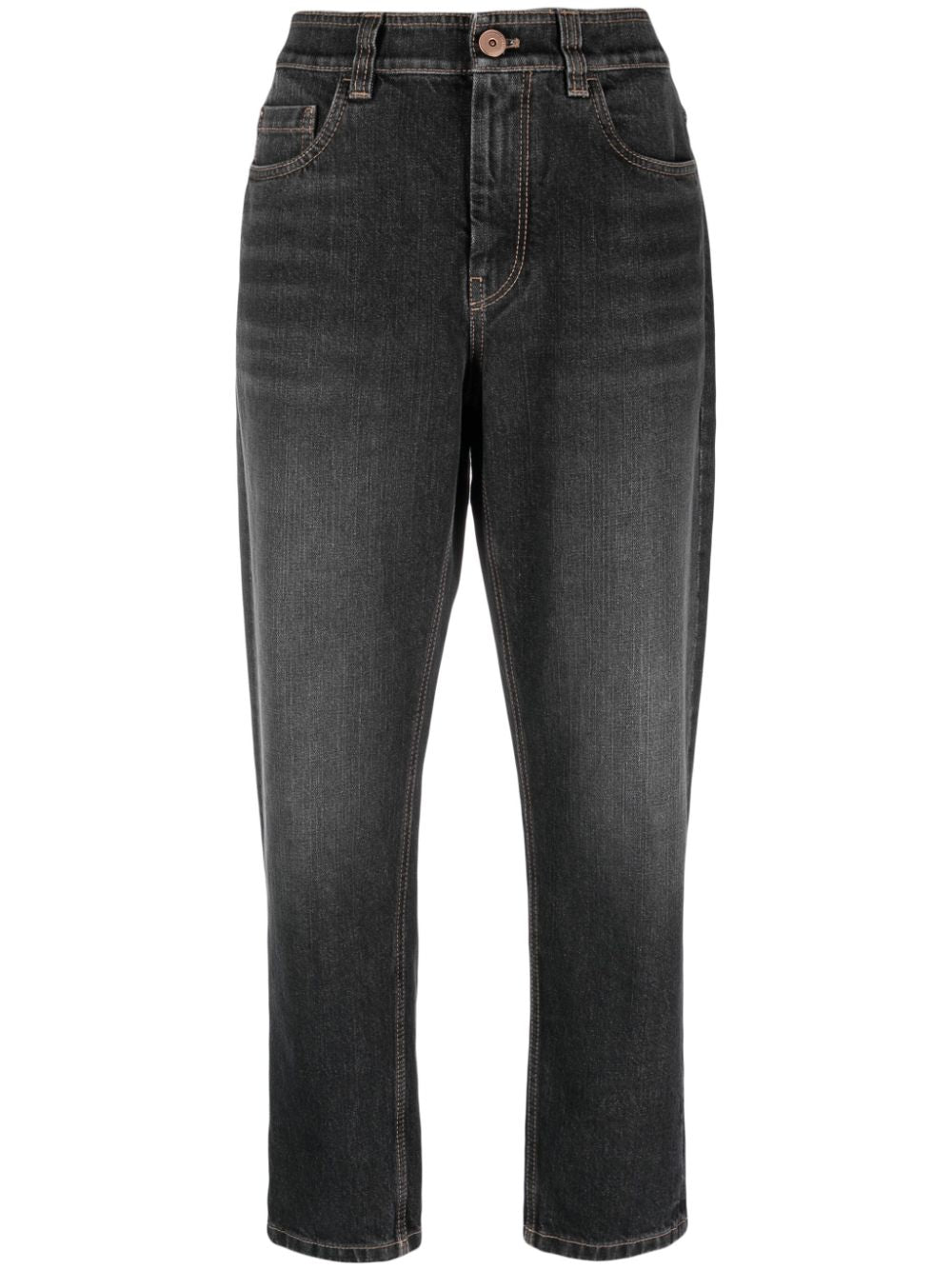 Brunello Cucinelli Denim Baggy Jeans In Gray