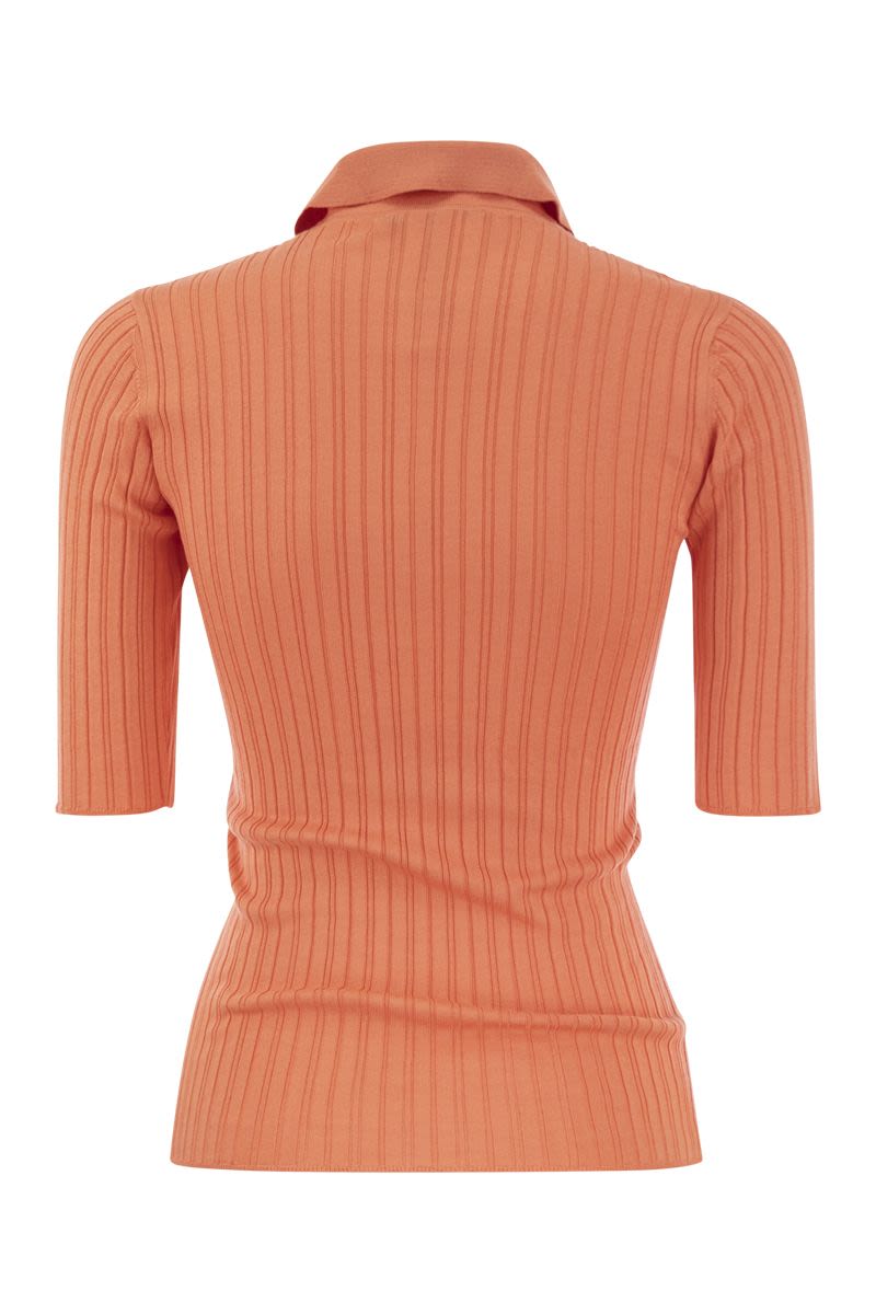 Shop Fabiana Filippi Elegant Silk And Cotton Blend Polo Shirt For Women In Orange