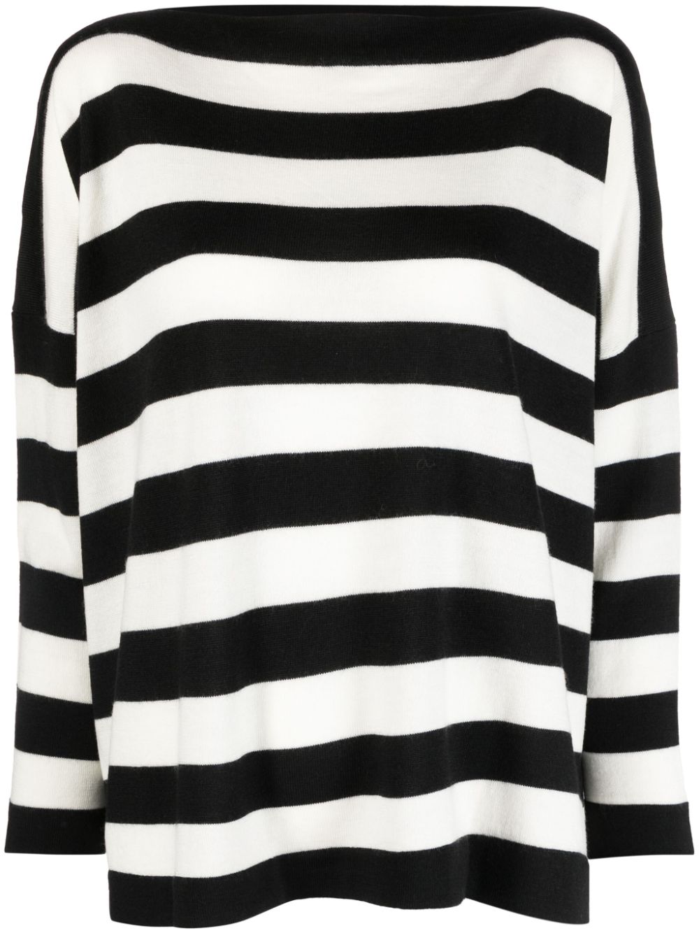 Shop Daniela Gregis Black Striped Wool Boatneck Sweater For Women
