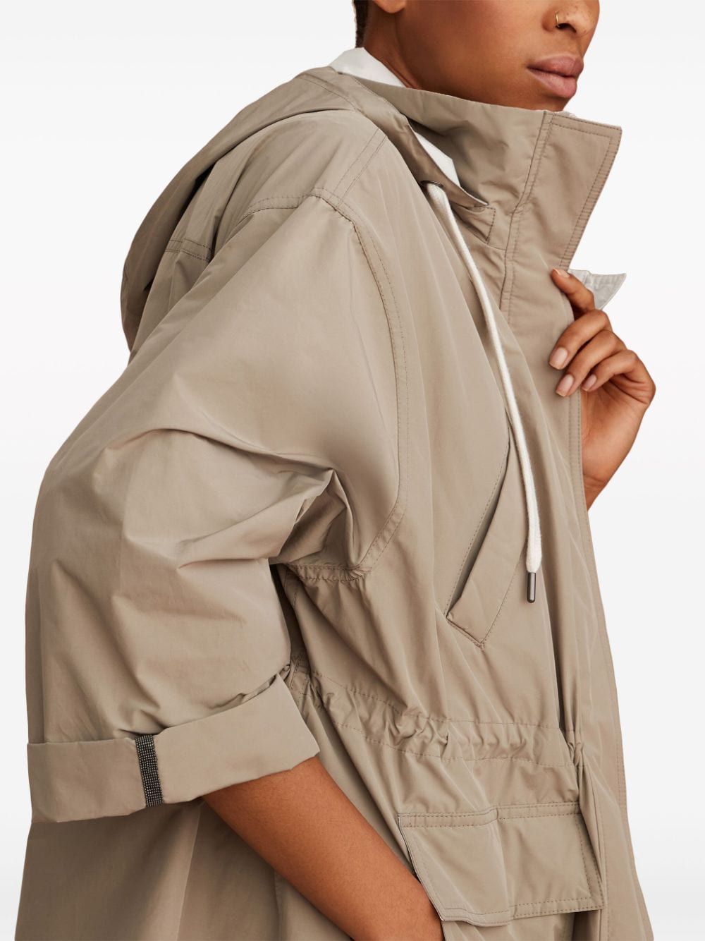 Shop Brunello Cucinelli Water Resistant Parka Jacket In Dove Grey