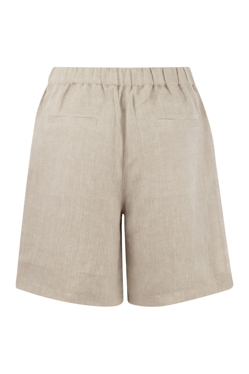 Shop Brunello Cucinelli Natural Linen Shorts For Versatile Summer Outfits