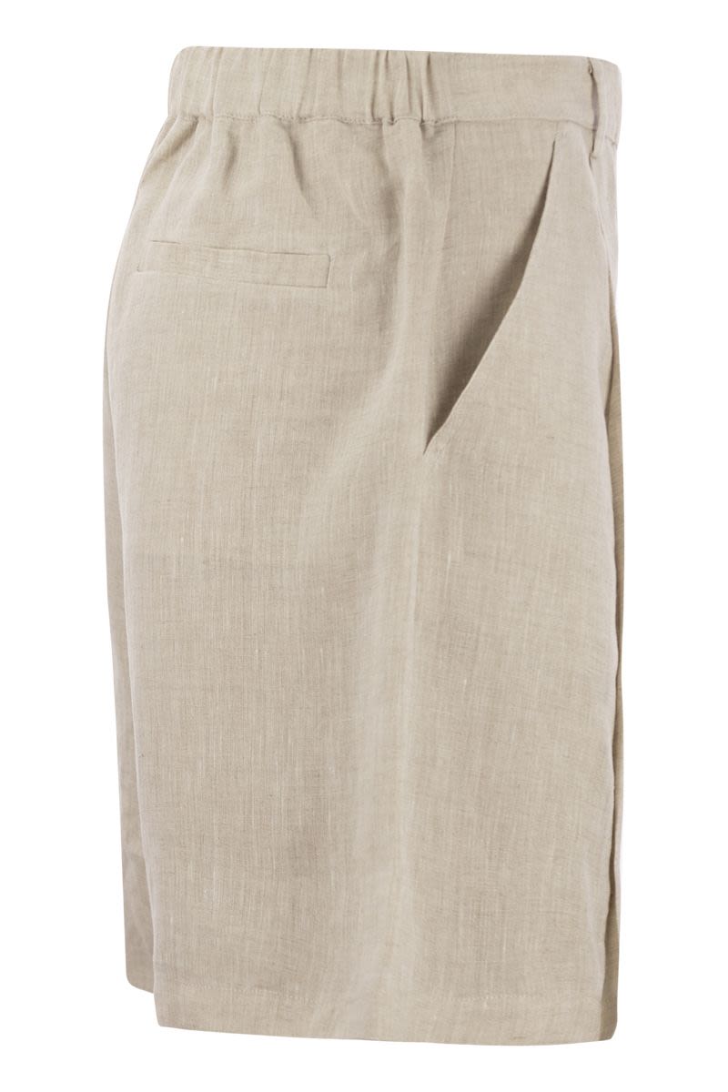 Shop Brunello Cucinelli Natural Linen Shorts For Versatile Summer Outfits