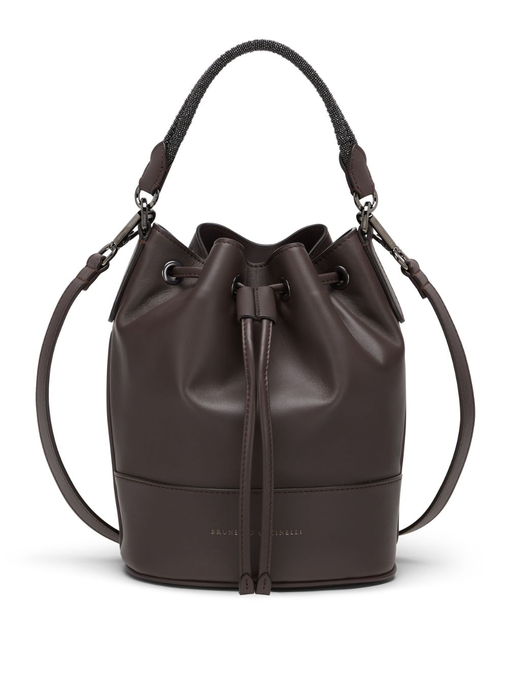 Shop Brunello Cucinelli Brown Monili Braided Bucket Handbag For Women