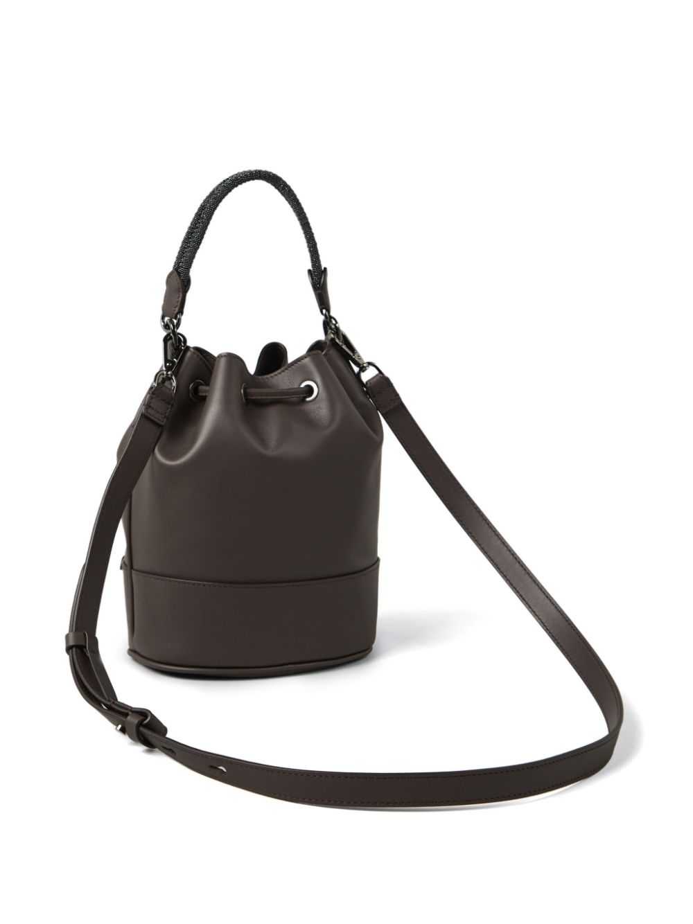 Shop Brunello Cucinelli Brown Monili Braided Bucket Handbag For Women