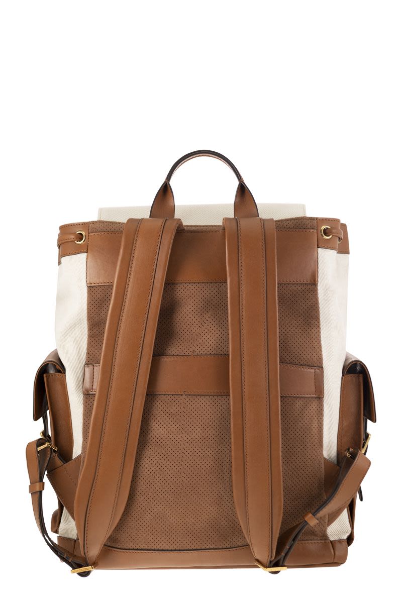 Shop Brunello Cucinelli Versatile And Refined Men's Milk City Backpack For Daily Commutes In White