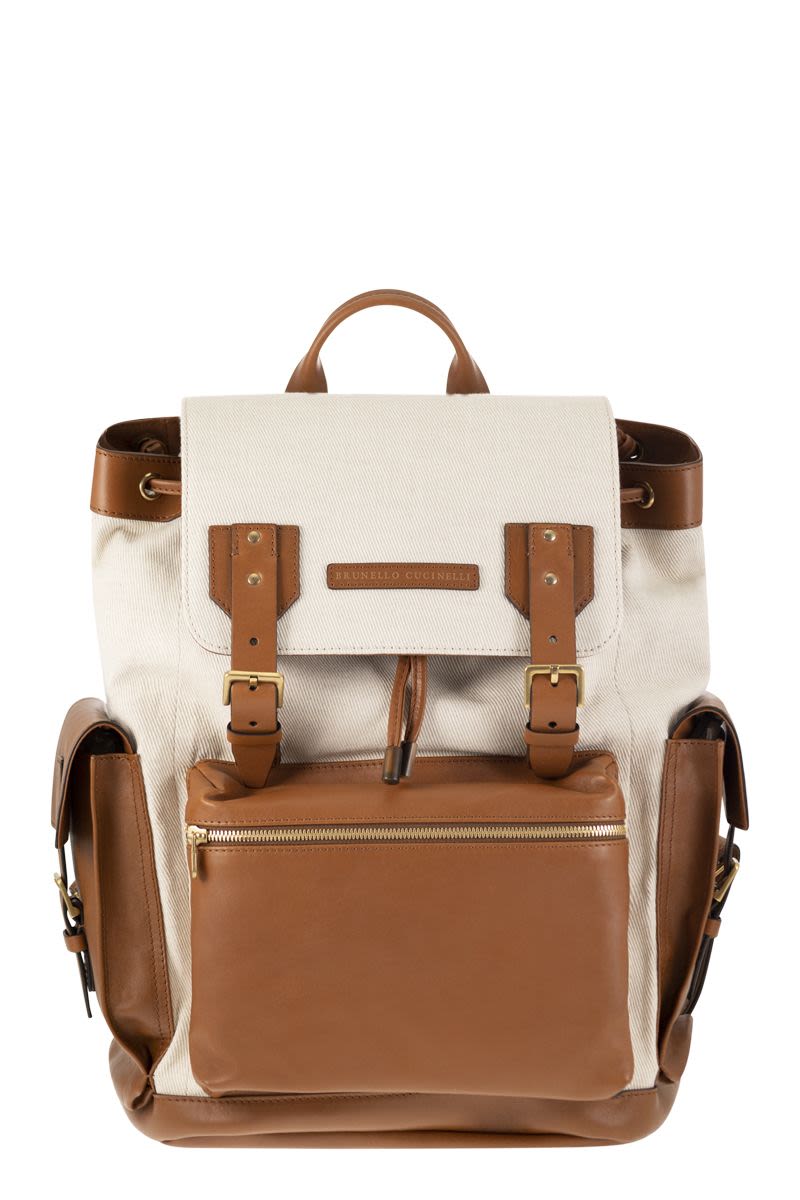 Shop Brunello Cucinelli Versatile And Refined Men's Milk City Backpack For Daily Commutes In White