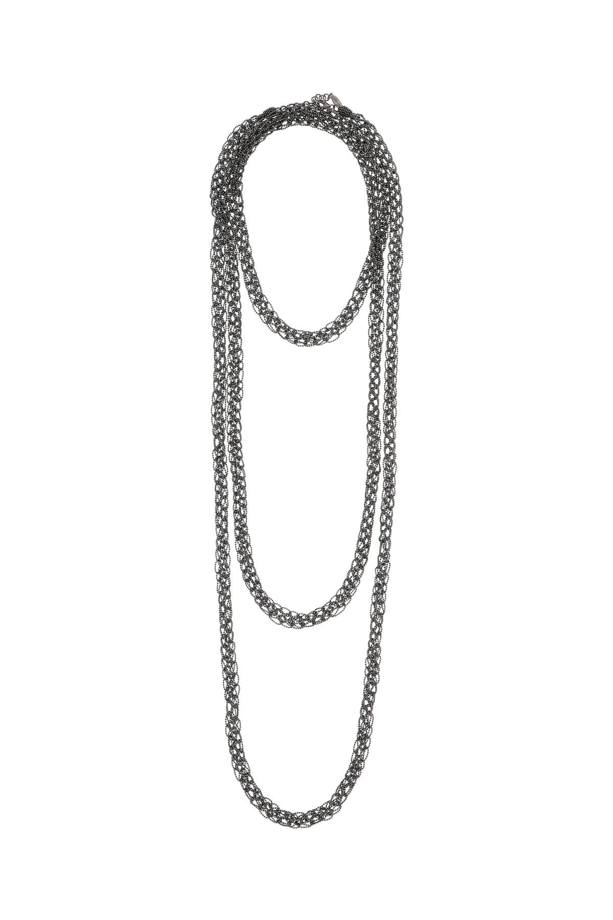 Brunello Cucinelli Elegant Precious Loops Necklace In Gray
