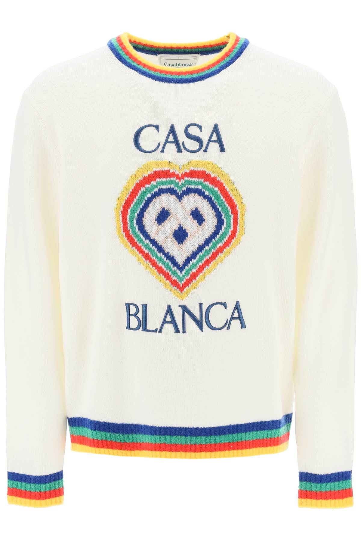 Casablanca Vintage-inspired Loop Heart Sweater In White For Men