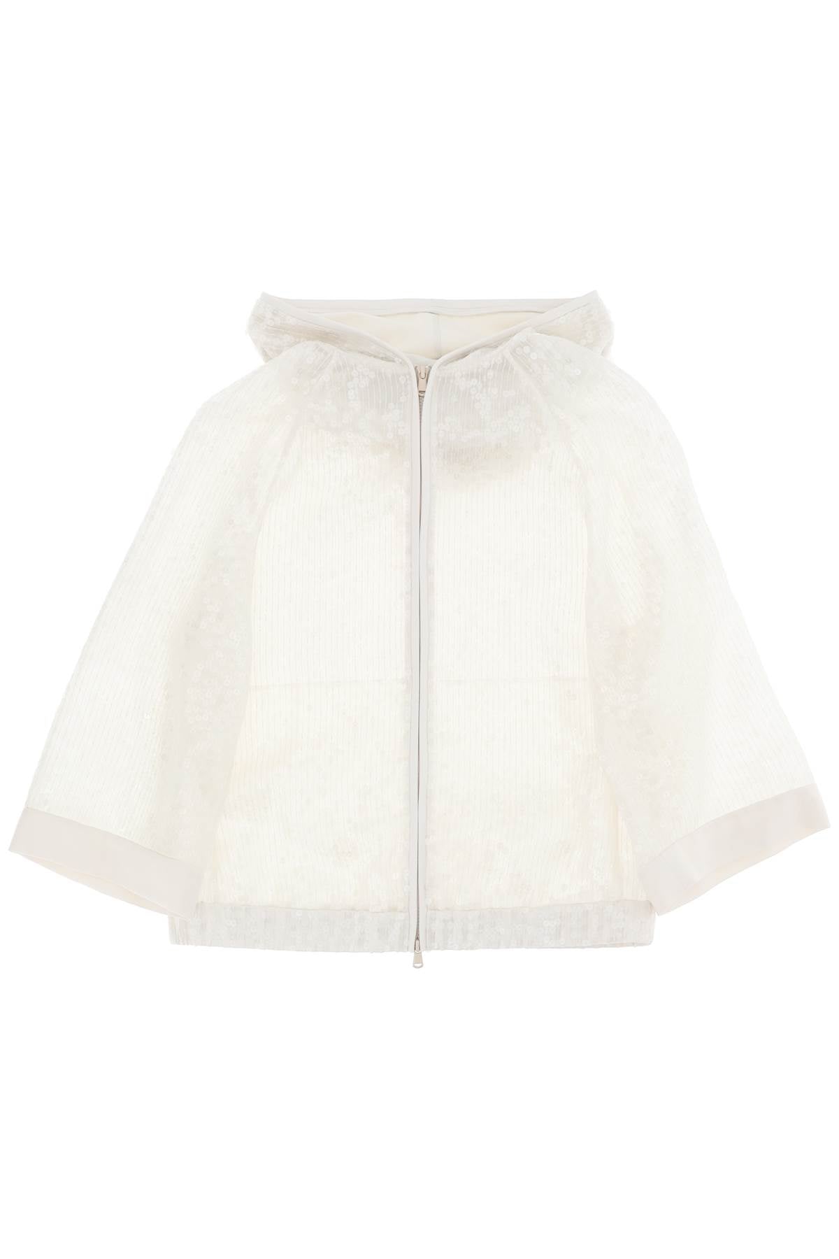 Shop Brunello Cucinelli White Silk Crispy Jacket With Sequins For Women