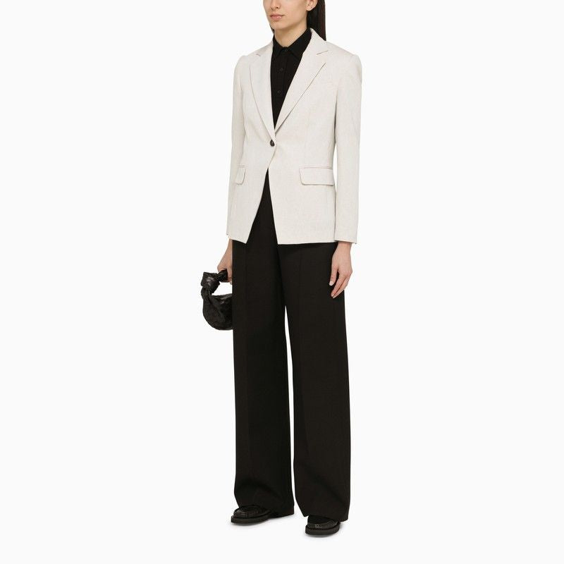 Shop Brunello Cucinelli Chalk White Linen And Cotton Single-breasted Jacket For Women In Ss24