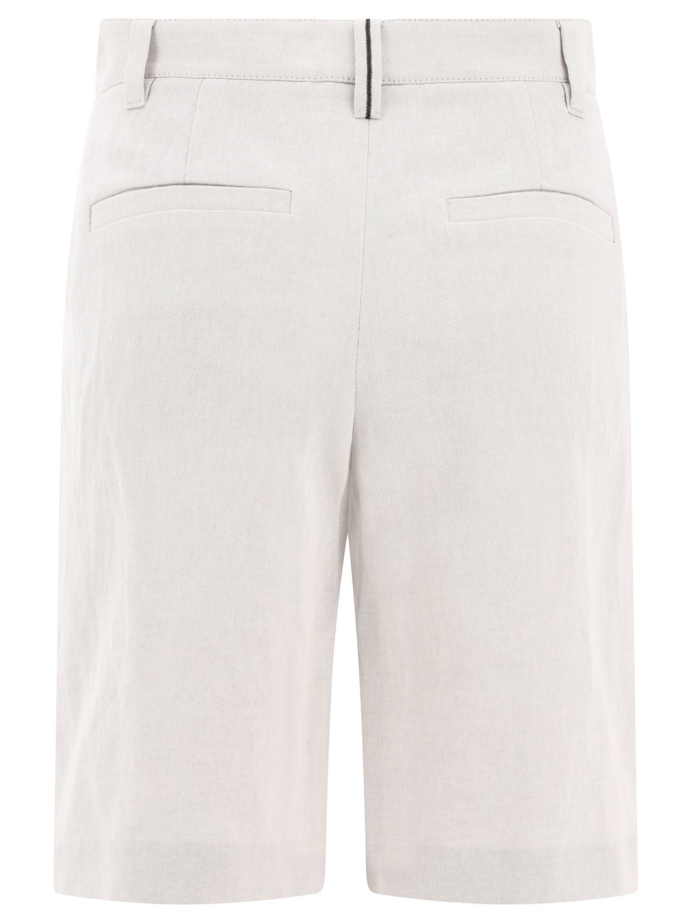 Shop Brunello Cucinelli White Gabardine Bermuda Shorts For Women