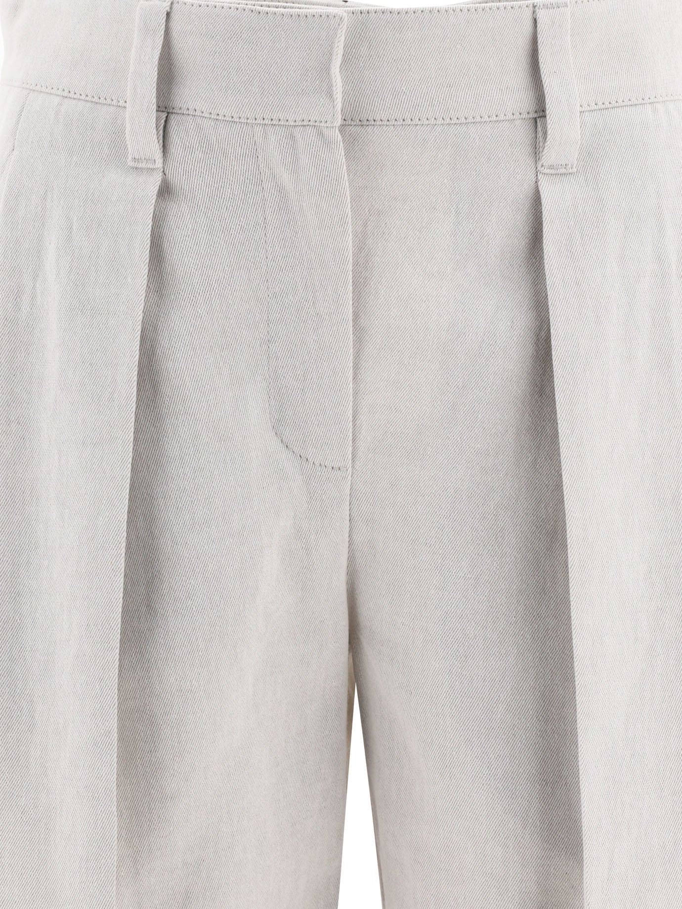 Shop Brunello Cucinelli White Gabardine Bermuda Shorts For Women