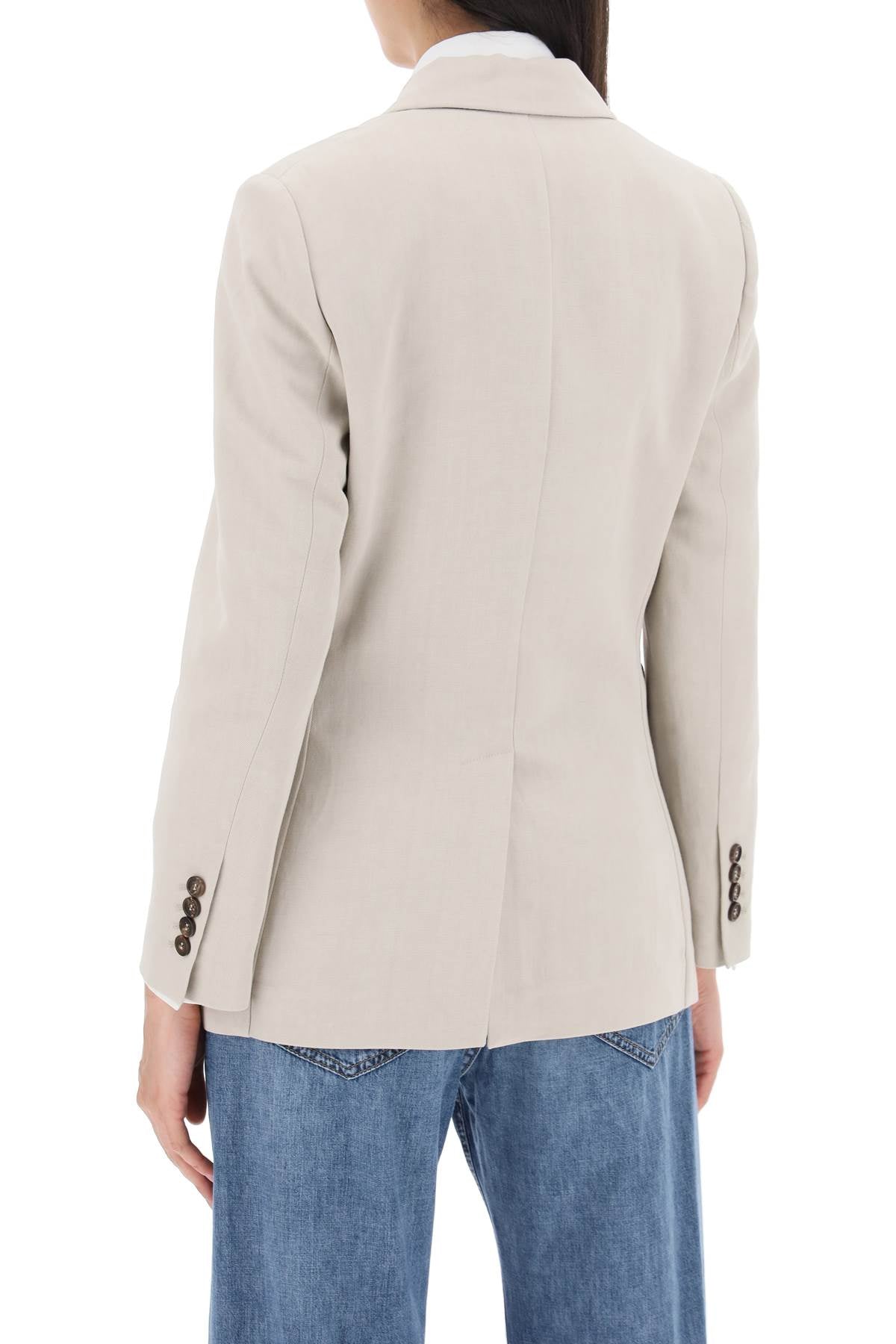 Shop Brunello Cucinelli Twill Jacket With Monile Detail For Women In Beige