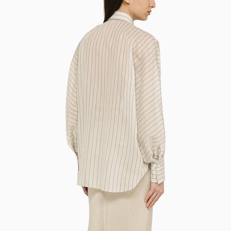 Shop Brunello Cucinelli Multicolor Striped Cotton And Silk Shirt For Women