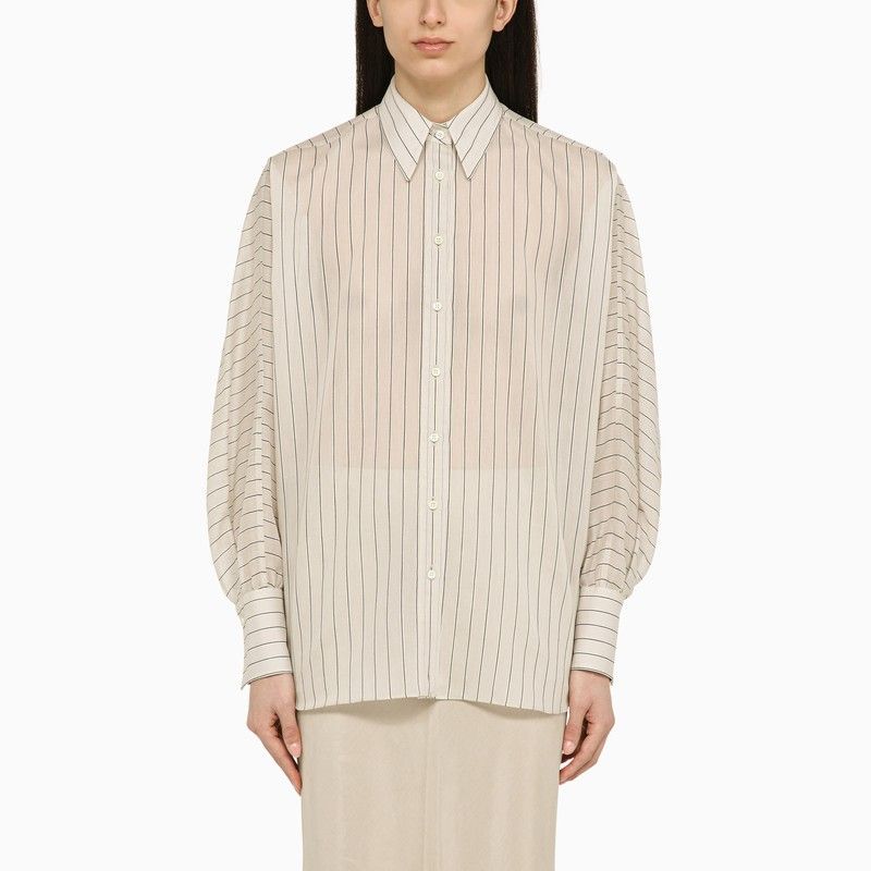 Shop Brunello Cucinelli Multicolor Striped Cotton And Silk Shirt For Women