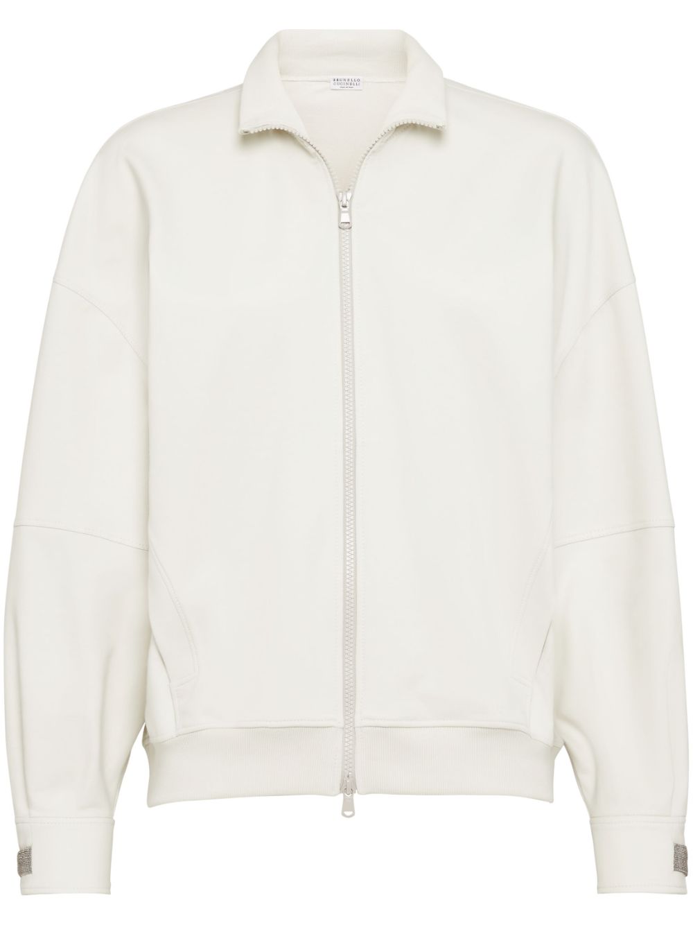 Shop Brunello Cucinelli Designer Cotton Zipped Sweatshirt In White