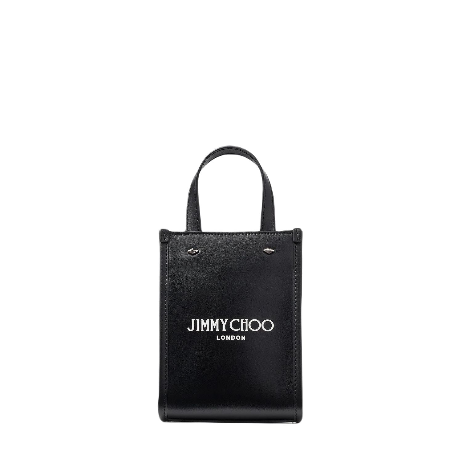 Shop Jimmy Choo Black Leather Mini Tote Handbag For Women