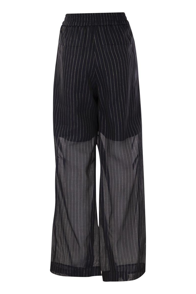 Shop Brunello Cucinelli Sparkling Stripe Cotton Gauze Loose Trousers For Women In Blue